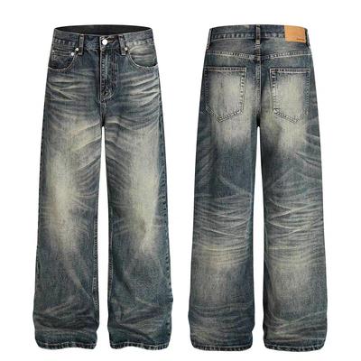 Ginsk Micro-pull Jeans Boys Autumn CleanFit Wide-leg Pants Spring and Autumn American Retro Loose Pants