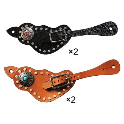 2Pcs Spur Strap, with Buckle, PU Leather, Handmade Durable Western Retro Style