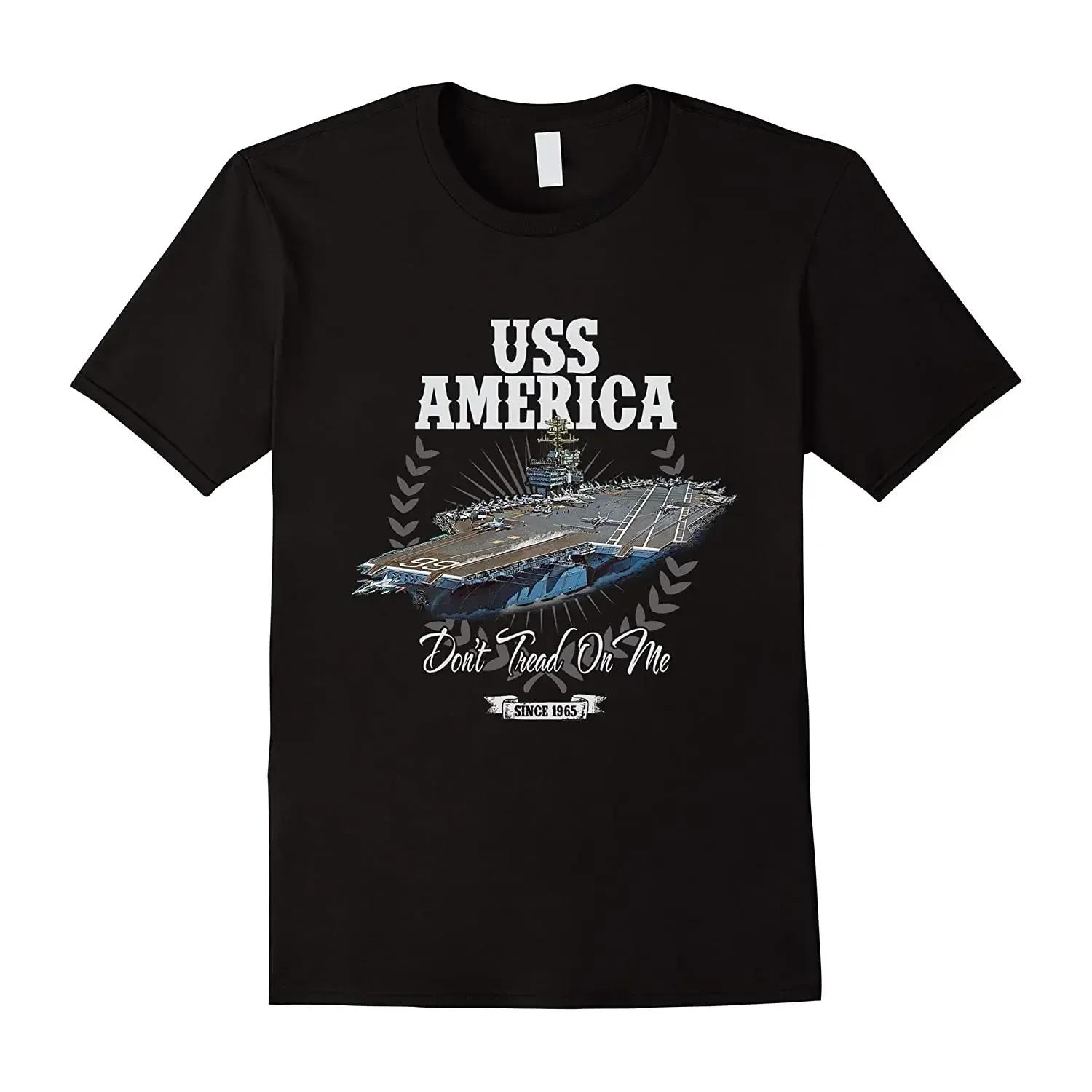 USS CV-66 America Aircraft Carrier  T Shirt New 100% Cotton Short Sleeve O-Neck T-shirt Casual Mens Top S чёрный