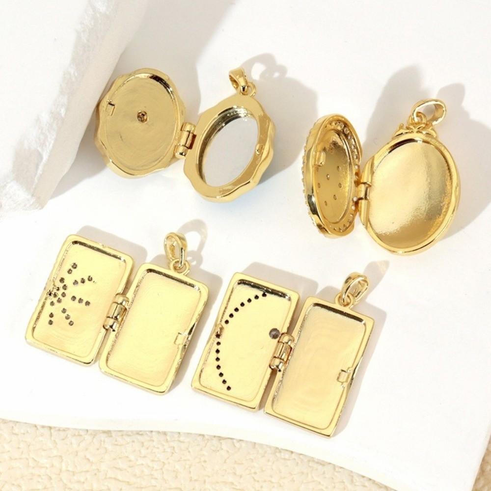 Zircon Photo Box Pendant Foldable Design Couple Chain Pendant Personalized DIY Accessories Gifts