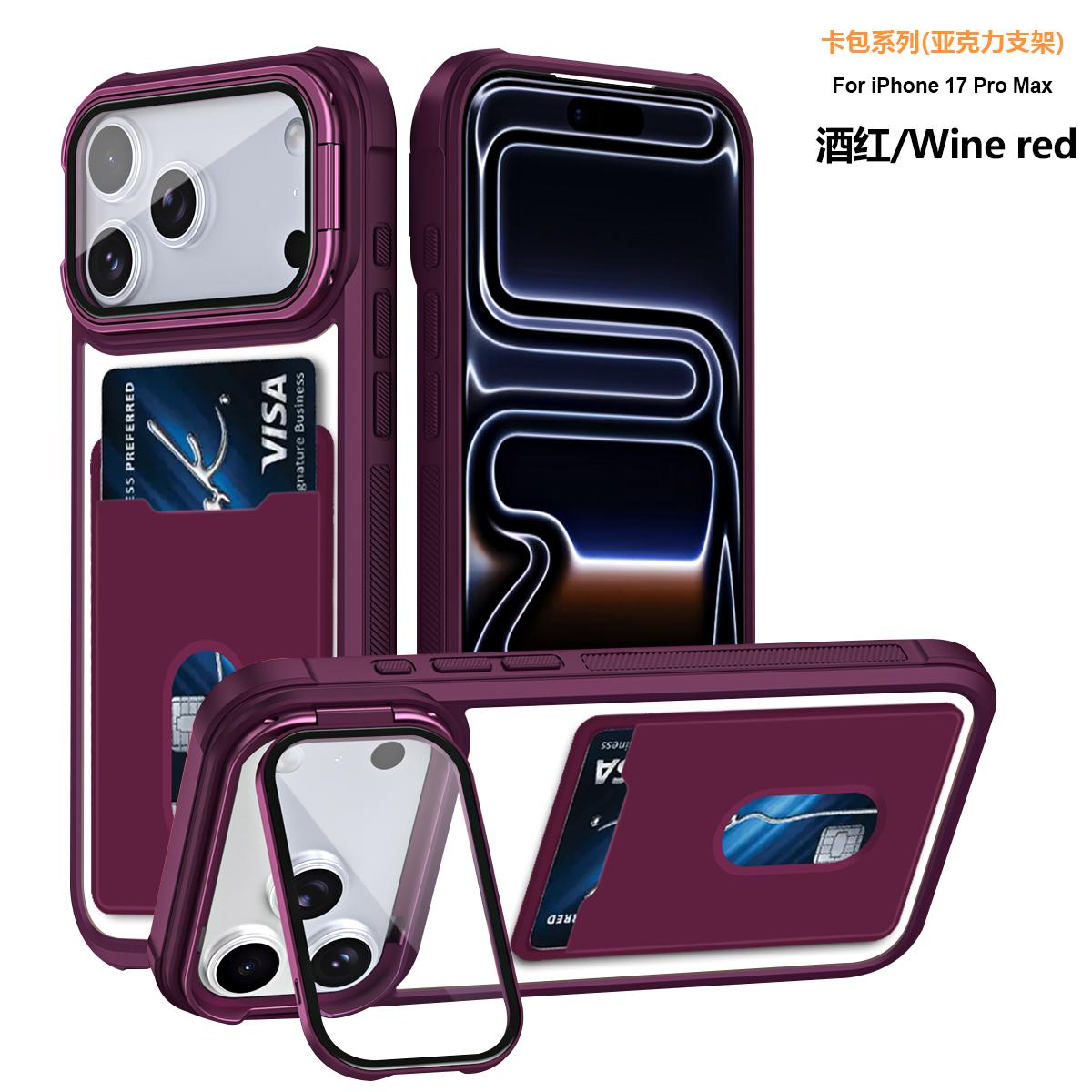 

Acrylic Card Holder Camera Stand Clear Phone Case for IPhone 17 Air 16 15 Plus 14 13 12 11 Pro Max Shockproof Bracket Cover iPhone17 Pro