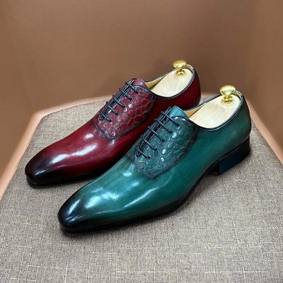 Moda Clásico Hecho a Mano Personalizado Zapatos de Negocios Hombre Oxford Derby Cuero Genuino Cordones Alta Calidad Oficina Boda Zapato Formal