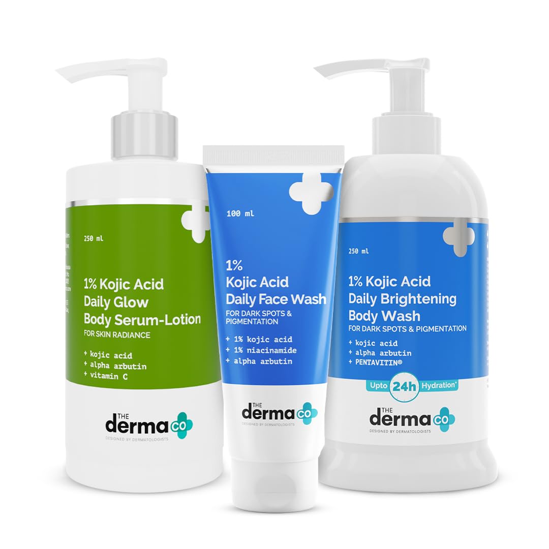 

Набор Derma Co Hello Clear Skin (Очищающее средство для лица с 1% койевой кислоты 100 мл + Осветляющий гель для душа с 1% койевой кислоты 250 мл + Ежедневная сыворотка для тела Сияние с 1% койевой кислоты -