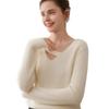 Women's Cashmere V-Neck Sweater - Elegant Rice Stitch Design, New Lazy Style, Simple Knitted Base Layer.