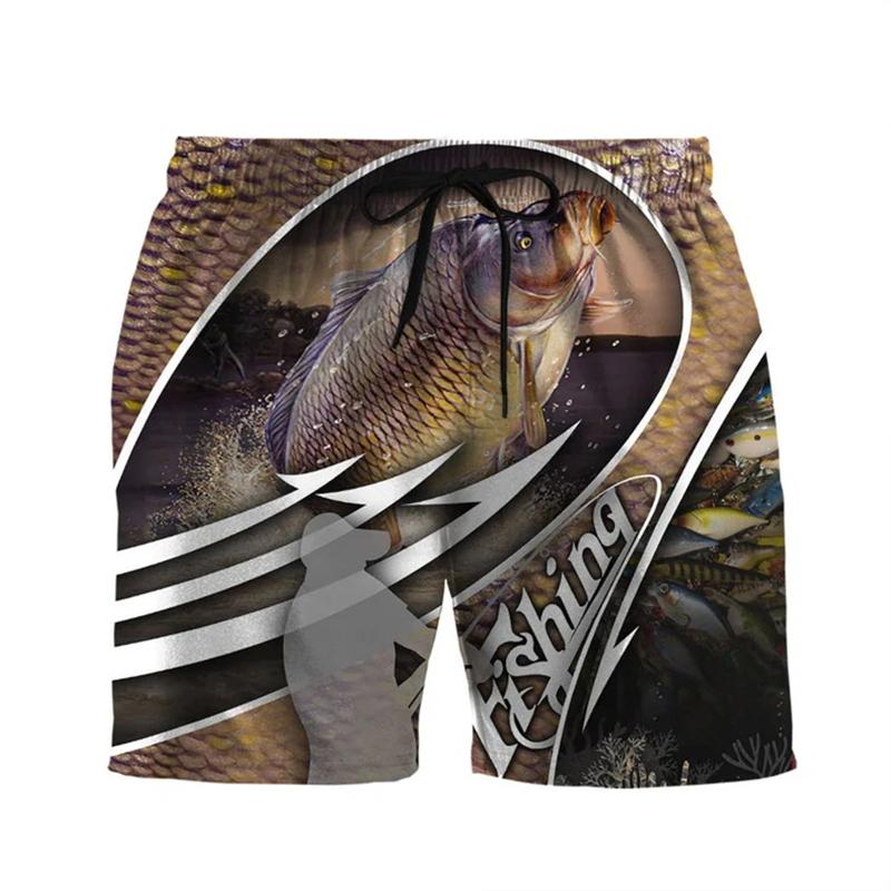 Vintage Fish Fishing Graphic Shorts For Men Kids Outdoor Sport Quick Drying Short Pants Summer Casual Daily Y2k Men Beach Shorts