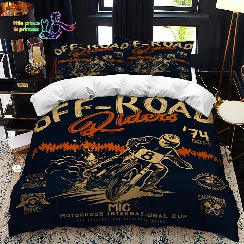 Motorradfahrer 3D Bettbezug Bettwäscheset Bettdecke Leinen Kissenbezüge Heimdeko Einzel Doppel Twin King Queen
