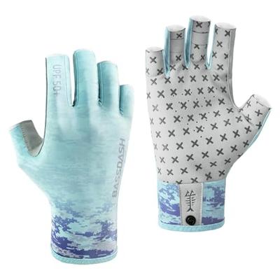 BASSDASH Fishing Gloves, 3/4 Finger, UPF 50+, Non-Slip, Unisex