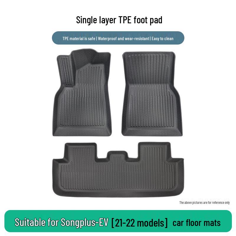 TPE Car Floor Mats for BYD Song Plus EV 21-22, Wrinkle-Resistant, 3-Piece Set