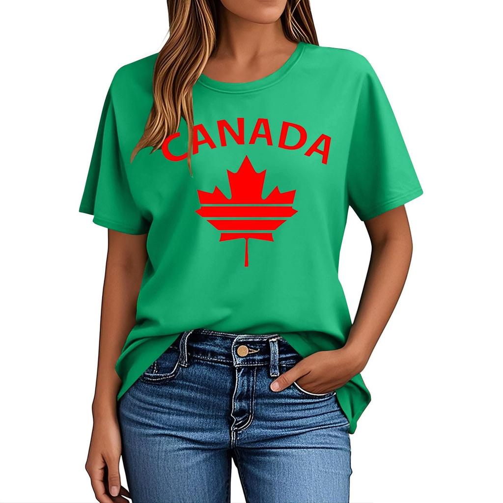 Top Casual de Moda para Mujer con Estampado de Hoja de Arce