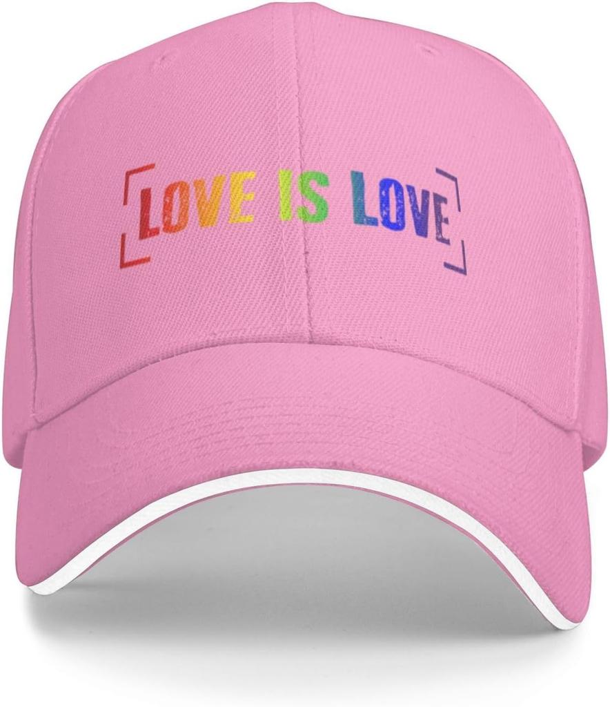 Love is Love Rainbow LGBT Pride Adjustable Baseball Cap Casual Polyester Summer Hat for Men Women