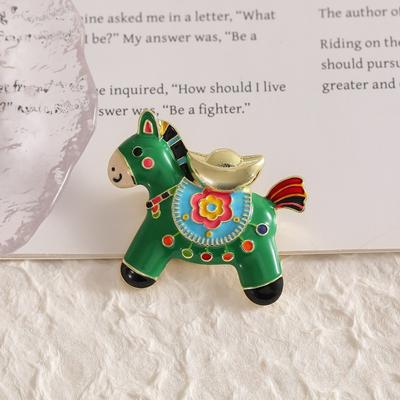 Chinese New Year Brooch Cardigan Chinese Culture Jewelry Brooch Horse Brooch Spring Festival Lucky Horse Lapel Pin Metal Horse Lapel Pin