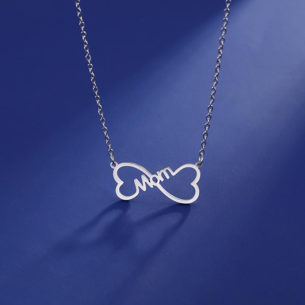 Mama Letter Pendant Butterfly Necklace for Women Stainless Steel  Chain Choker Trendy Family Jewelry Mother's Day Gift for Mom