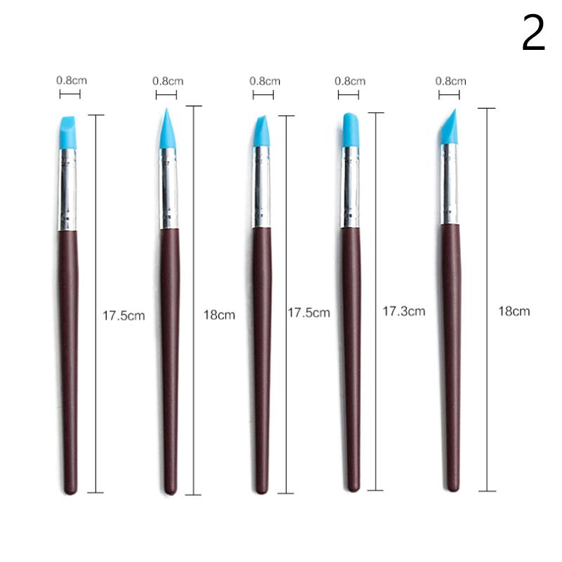 5Pcs/Set Silicone Clay Sculpting Tools For Brush Modeling Dotting Nail Art Pottery Clays Tool Diy Carving Ceramics Sculpture