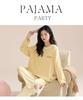 Women's Korean Style Cartoon Long Sleeve Casual Home Set with Chest Pads