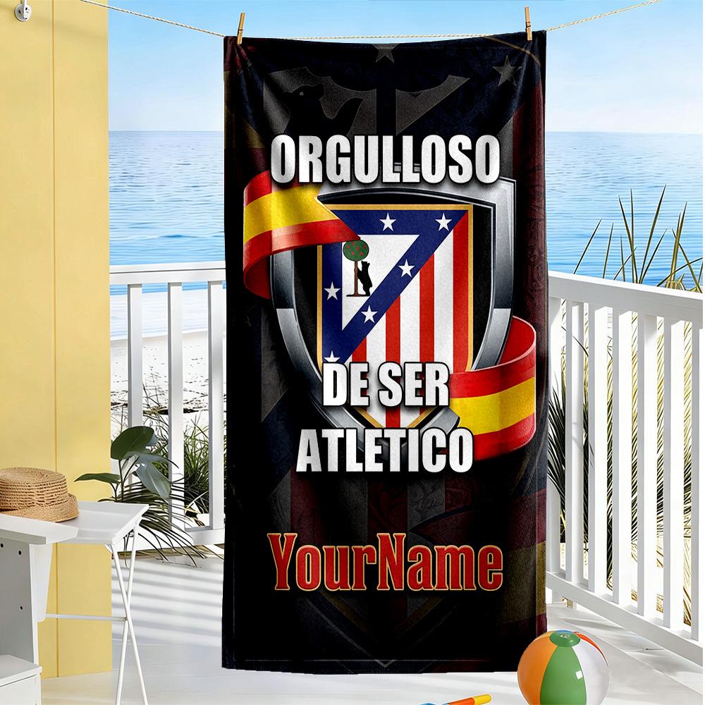 Atletico Madrid Personalized Name Beach Towel High Absorbency & Quick-Dry Suitable for Sports Travel Swimming Yoga Bathroom Beach And Pool