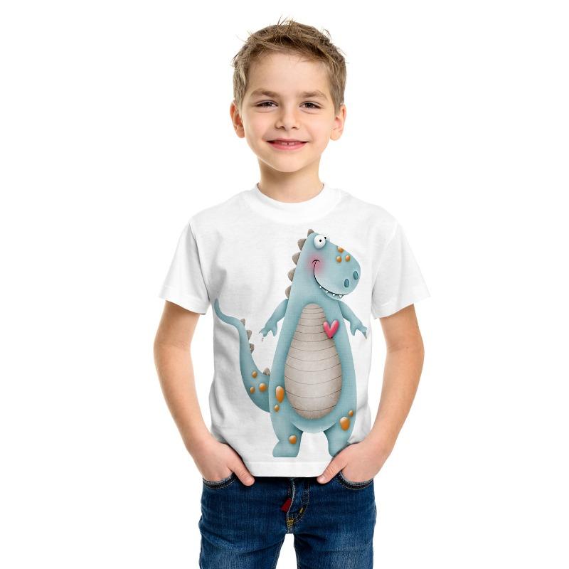 2026Summer Children's Clothing T-Shirt for Boy Animal Printing Funny Dinosaur Short Sleeve Girls Tops Tees Cartoon Kids Clothes