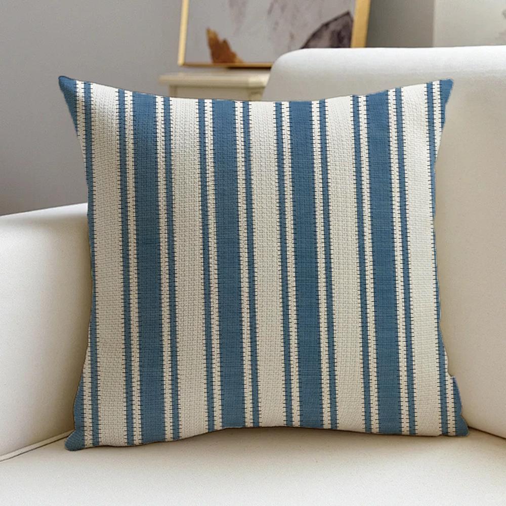 S-Stripes Cushion Cover Cushion Cover Pillowcase, Anti-Mite Invisible Zipper, Linen Sofa Cushion