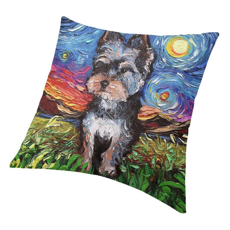Husă de pernă de lux Starry Night Yorkshire Terrier 45*45 cm Față de pernă pentru câine Yorkie din poliester Decorat pentru canapea