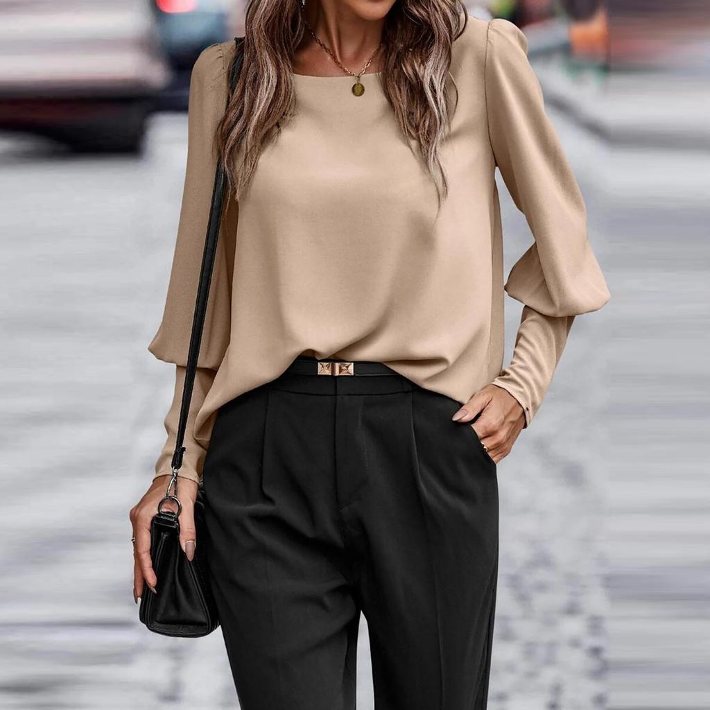 Women's ,color Casual And Versatile Round Neck Stylish Shirt Top