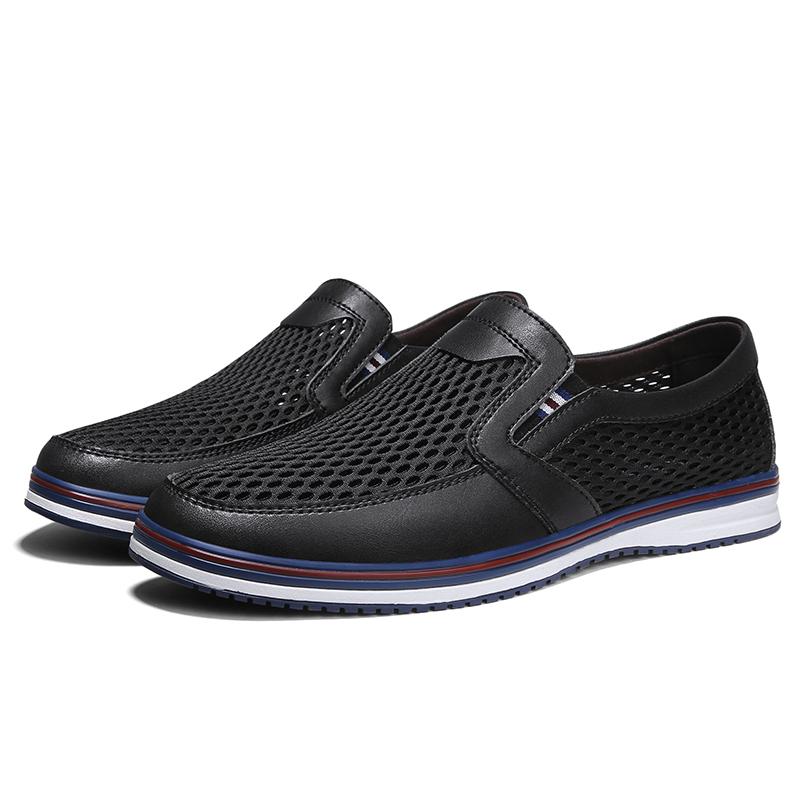 Fashion All-match Mens Sneakers Male Comfortable Slip-On Shoe New Arrival Men Casual Shoes Genuine Leather Male Hollow Out Driving Shoes
