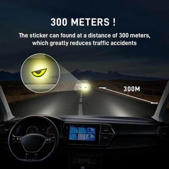 2 Pack Car Stickers Eye Yellow Night Safety Driving Round Sharp Eyes 2 Pcs