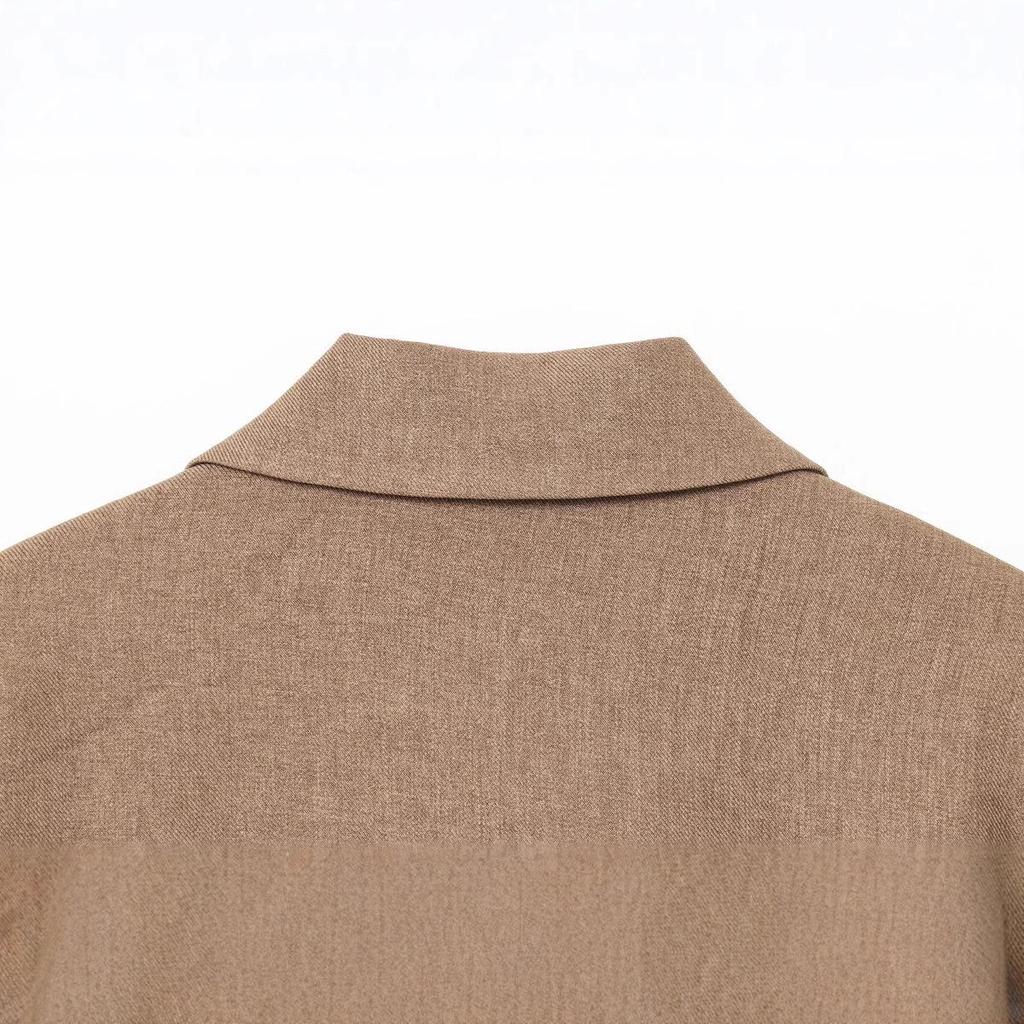 2025 Spring Women's European & American Style Woolen Belted Suit Jacket - Fashionable & Versatile