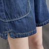 Shorts in Denim Lavato da Donna a Vita Alta con Tasche Grandi