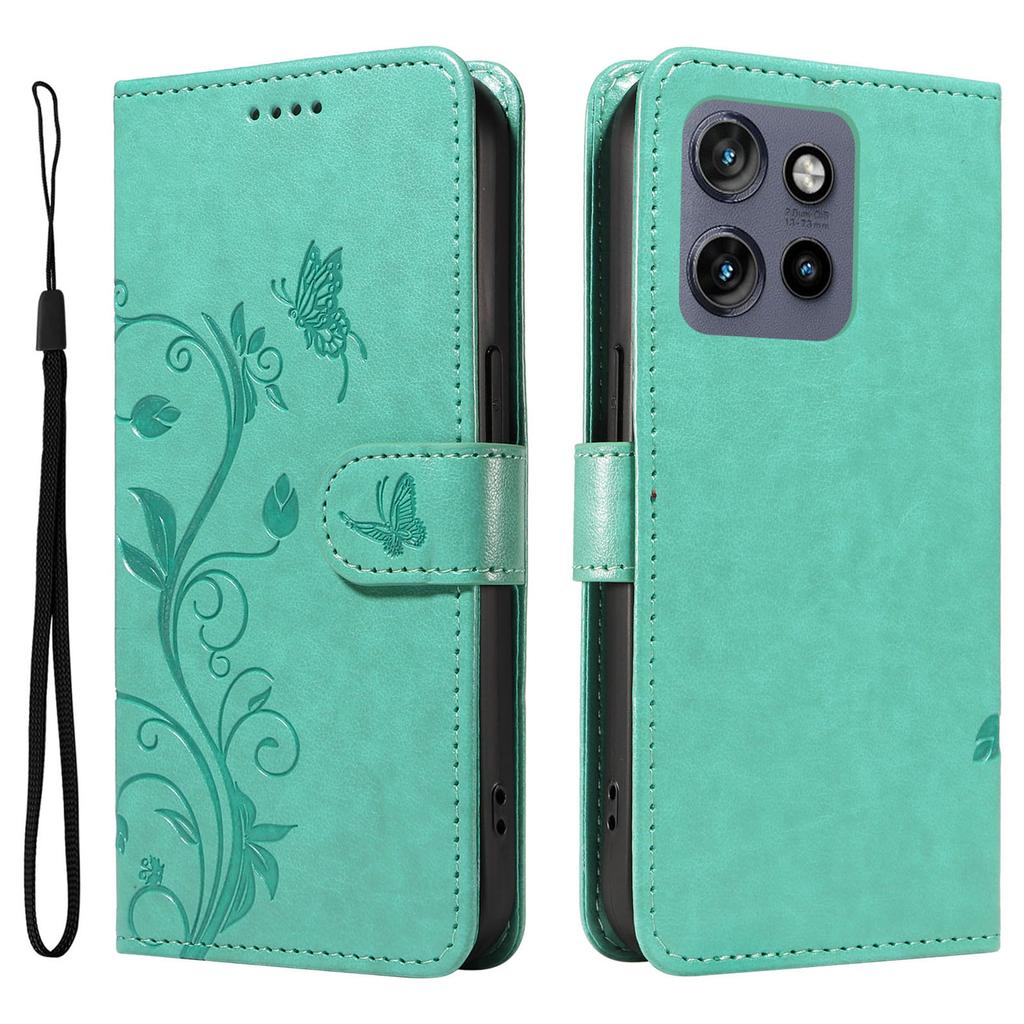 For Motorola Edge 50 Neo 5G/Moto S50 5G/Thinkphone 25 5G PU Leather Cases Flower Pattern Wallet Stand Phone Cover with Strap