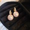 Real Gold Plated 925 Silver Needle Earrings, Natural Freshwater Pearl Flower Drop Earring, Elegant Floral Dangle Stud Earrings For Women Wedding Party