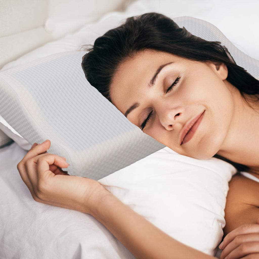 Memory Foam Pillow Slow Rebound Wave Shape Cooling Gel Cervical Neck Support Pillow for  White