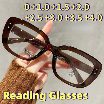 Modische Lesebrille mit quadratischem Rahmen und Blaulichtfilter für Damen, Neue hochauflösende Lesebrille für Alterssichtigkeit, Dioptrien 0 bis +4,0
