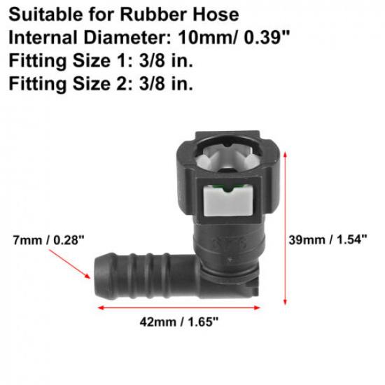 2pcs Fuel Line Quick Connect 90 Degree Barb Adapter Connector for 3/8 to 3/8 7mm