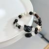 Cute Black Cat Beaded Bracelet For Women Men Black White Beads Cartoon Animal Couple Bracelet Trendy Jewelry Lovers Gift