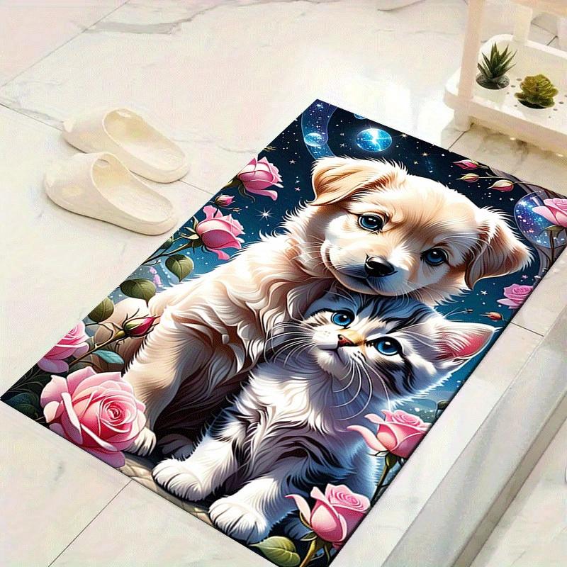 

1pc Dog and Cat Design Area Rug - Soft, Anti-Slip, and Durable Gaming Room Decor for Bedroom 60cm by 90cm