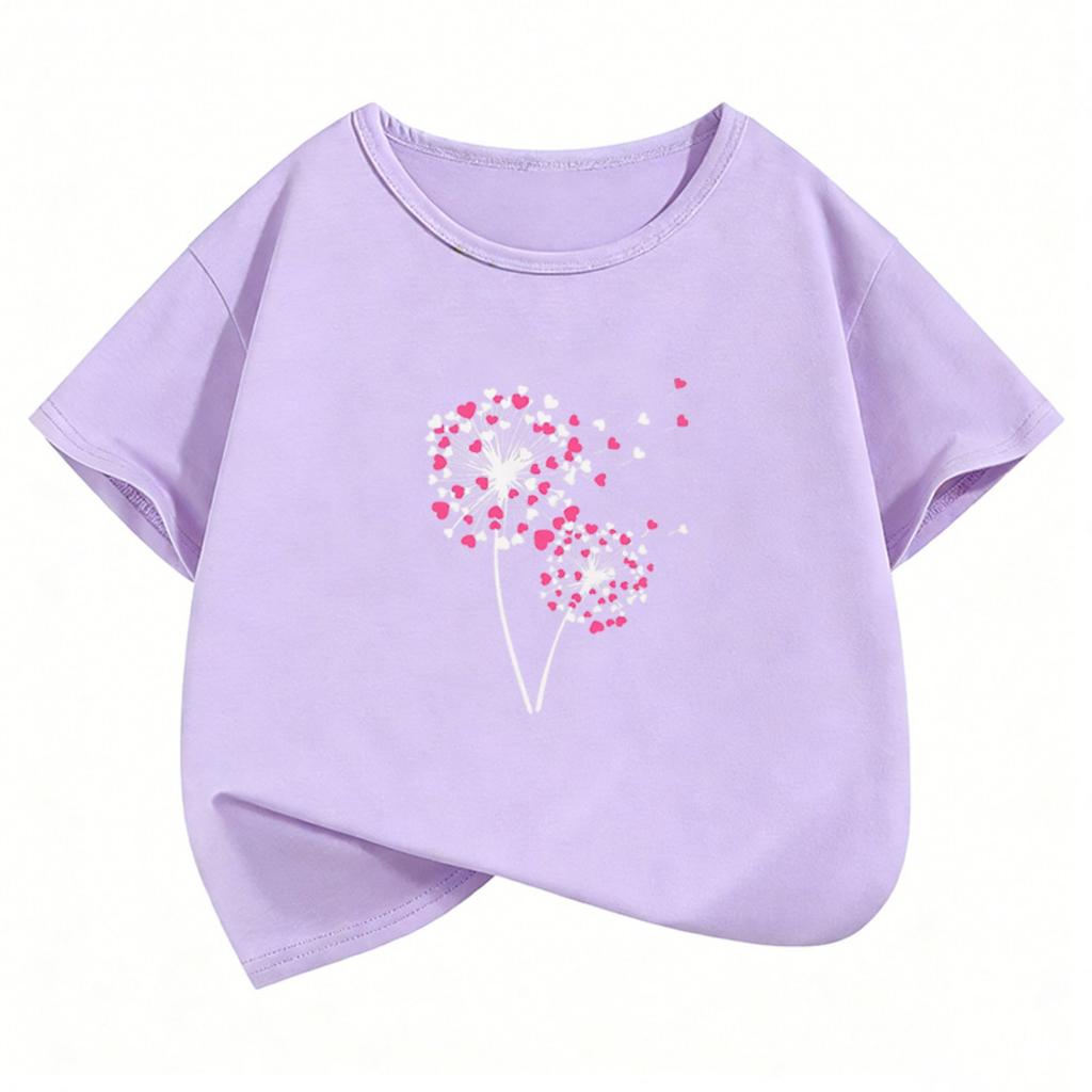 Fashion Summer Spring Flower Love Heart T Shirts Floral Funny Graphic Kids Children's T-shirt Boys Girls Casual Top Tee