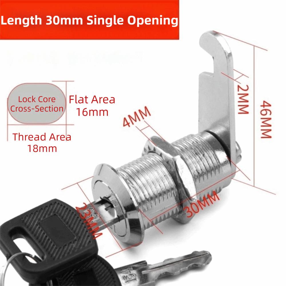Practical Single Open Cabinet Lock Silver Metal Cabinet Cam Lock Easy Replacement with 2 Keys Mailbox Lock Mailbox