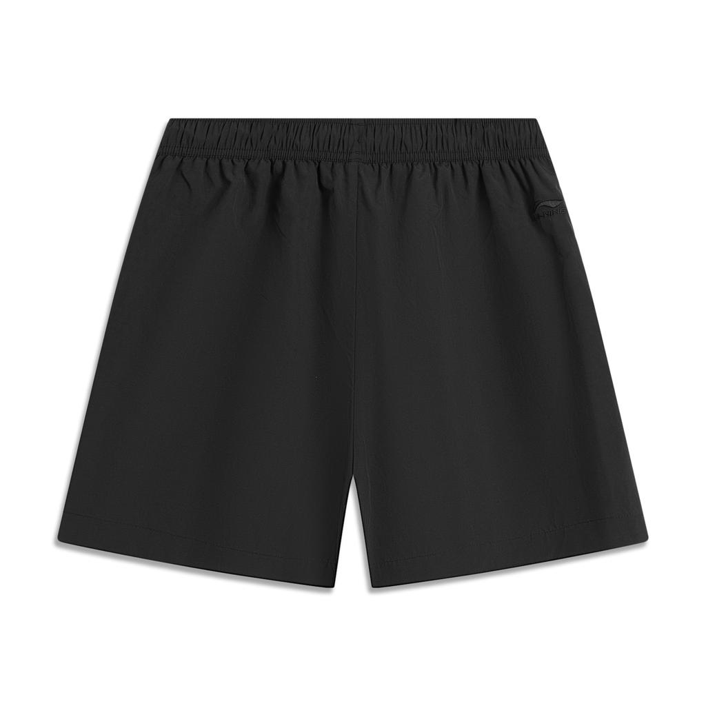 Li-Ning Comfortable Simple Loose Fit Drawstring Versatile Solid Color Mid Waist Five Point Casual Shorts Women Shorts Black AKSV172-2