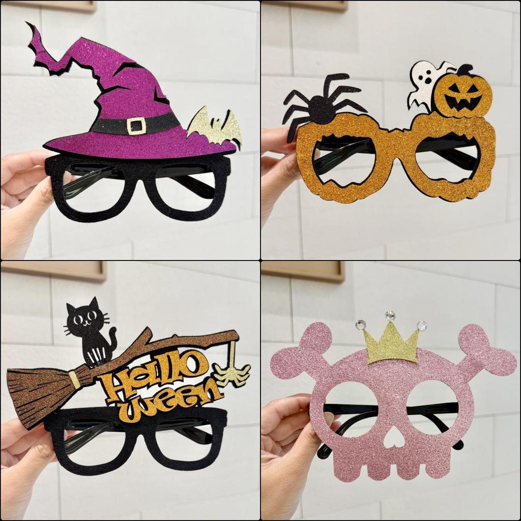 Halloween Photo Prop: Pumpkin, Witch Hat, Skull, and Ghost Party Glasses Frame Decoration