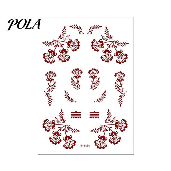 Henna Tattoo Stickers, Red Brown Waterproof Lace Temporary Tattoos, Indian Mehndi Body Art for Hands Feet, Festival Makeup