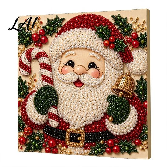 Progetti Artistici per Alleviare lo Stress Kit Perle Finte di Natale Pittura Capanna Innevata di Babbo Natale Kit Artigianale 3D Scintillante con Perline Fai da Te per Adulti Parete per le Festività Invernali di Casa