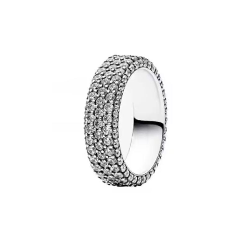 New 925 Silver Sparkling Bow Double Hearted Zircon Ring for Women DIY High Quality Wedding Jewelry Gifts