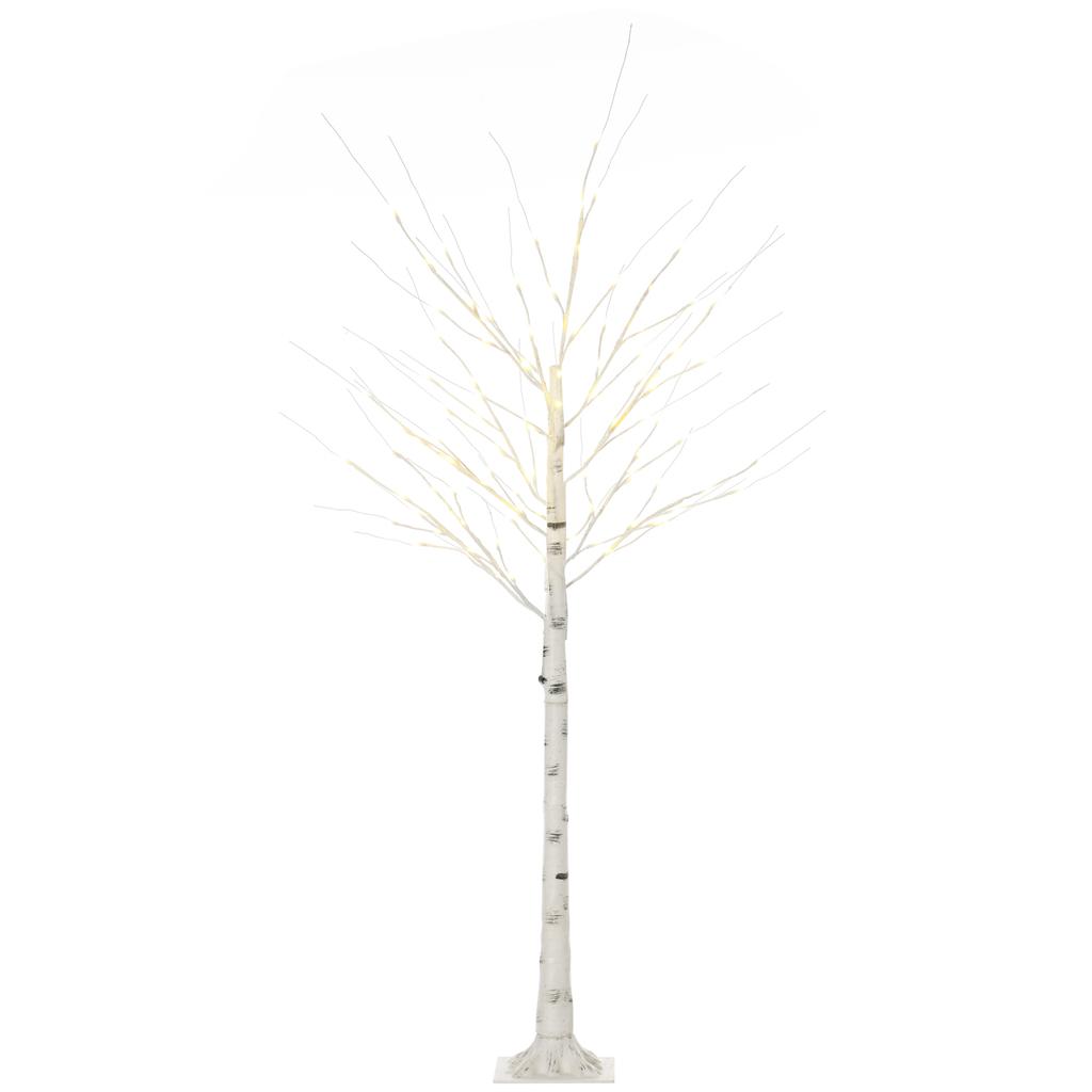 Birch Tree 180cm Tall with 96 LED Lights IP44 Warm White Indoor Decoration 22x22x180cm White