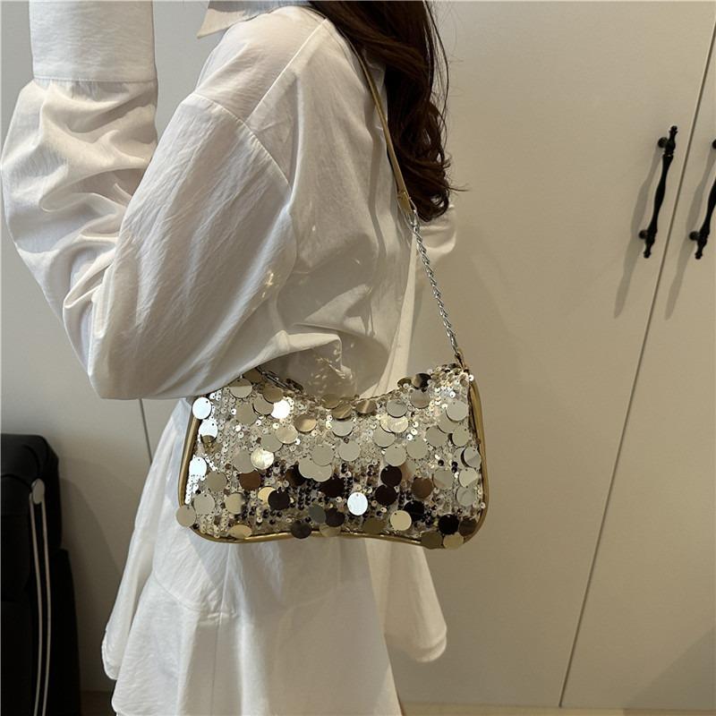 Spring and Summer Popular Chain Bag Women's New Versatile Messenger Bag Fashion Niche Sequined Shoulder Armpit Bag