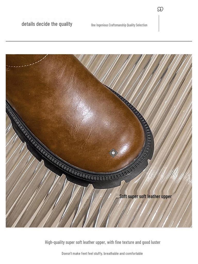 Knight Vintage Fleece-Lined Knee-High Western Cowboy Buckle Boots 2024 Autumn/Winter Collection with Chunky Heels