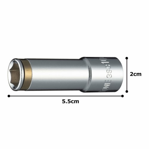 TONE Nut Catch Deep Socket (Hex), 3SC-10L, 9.5mm (3/8") Drive, 10mm Width