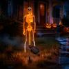 Halloween Party Decoration 3D Skeleton Solar Garden Lamp, Spooky Human Pathway Outdoor Decorations Lights, Waterproof Resin Stake Lights for Yard Lawn