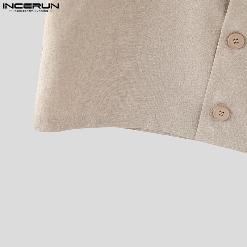 INCERUN Men Sleeveless V Neck Buttons Up Waistcoat and Long Pants Outfits Sets