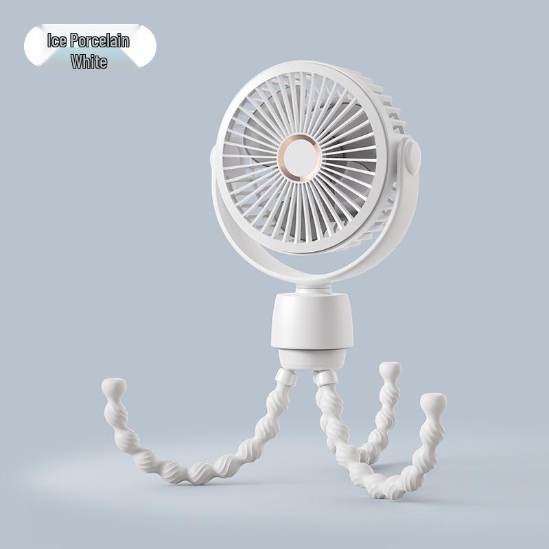 

Octopus Silent Clip Fan with Stroller and Desktop Modes, Long-Lasting Battery, Oscillation, and Suspension for Children and Babies 141*65*390 mm белый