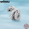 WOSTU 925 Silver Vinatge Dragon Charm Snake Bead Demon Eye Pendant Fit Bracelet Necklace For Women DIY Jewelry