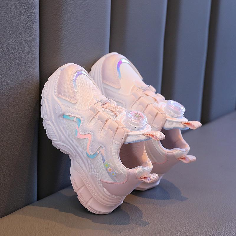 

Girls shoes 2025 new autumn children s sports shoes double mesh rotating buckle girls older children soft-soled dad shoes spring and autumn 26